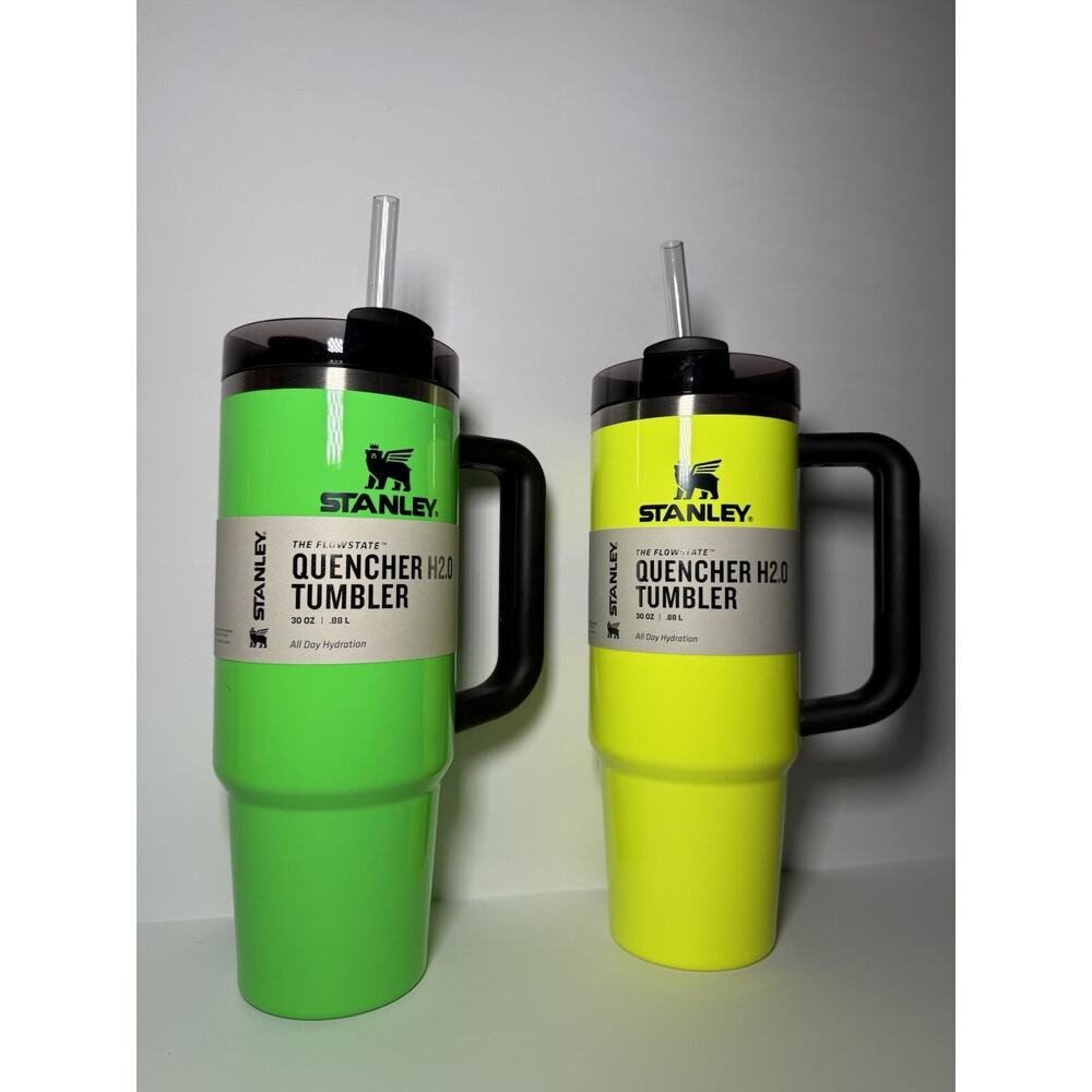 Stanley Limited Edition GREEN NEON YELLOW NEON 30oz Quencher Tumbler Set BNWT